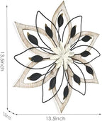 Whitewash Flower Wall Decor,Metal Wood Rustic Farmhouse Wall Art 13.5 inch - Image 3