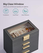 SONGMICS Jewelry Box Organizer, 4-Layer Storage with 3 Drawers, Glass Lid - Image 3