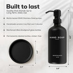Black Glass Hand Soap Dispenser Bathroom Set by Brighter Barns - Bathroom Soap Dispenser Set with Tray and Stainless Steel Pump - Modern Decor for Kitchen, Hotel, Vacation Rental, Restaurants (Black) - Image 3