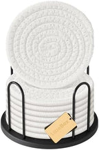 Lazebox Coasters Set of 8 for Drinks, 4 Inch Large Coasters for Coffee Table, Tabletop Protection for Hot & Cold Drinks, Versatile Coasters for Home Decor, Non-Slip & Easy to Clean, White by Lazebox
