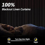 Yellow 100% Blackout Linen Curtains 108 Inch Length 2 Panels Set - Image 2