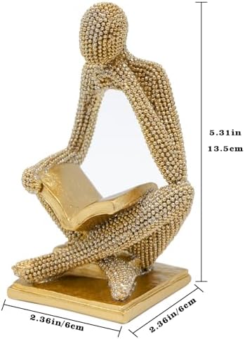 Sparkling Gold Reading Women Statue, Thinker Sculptures, Abstract Art Ornament, Modern Aesthetic Figurine Decoration for Home Living Room Bedroom Office Shelf Table Desk Bookshelf Decor - Image 2