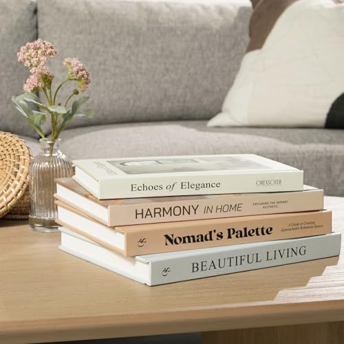 Decorative Books for Home Decor Set of 4 Large Faux Decoration Coffee Table Books Hardcover Aesthetic Book Nook Mantel Accent Modern Bookshelf Styling Entry Table Display Stackable Neutral Tones by DecorativeBooks