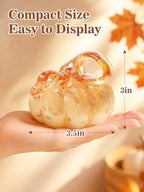 Cosweet 3.5" Handmade Blown Glass Pumpkin for Home Table Mantel Fall Decor - Image 4
