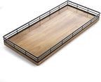 Bathroom Toilet Tank Tray, 13" Wood Toilet Paper Storage Basket Tray Back of Toilet Basket Organizer,Vanity Tray for Perfume Makeup Candle Decor, Black & Farmhouse Brown - Image 2