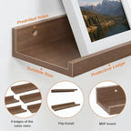 24inch Long Floating Shelves for Wall Decor, 5-Set Shelves with Lip, Walnut - Image 4