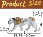 Cheetah Statue White Gold Leopard Sculpture Home Decor Leopard Sculpture Resin Handmade Sitting Suitable for Living Room Table Center Bedroom Gift for Woman Father - Image 5