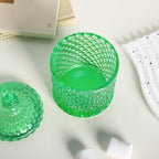 Sizikato Diamond Faceted Glass Candy Jar with Lid, 10oz Green Decorative Jar, Nut Jar, Dried Fruit Storage Jar. - Image 6