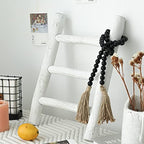 FUIN Tea Towel Ladder, Mini Rustic Solid Wood Decorative Ladder, White - Image 2