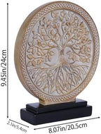Tree of Life Sculpture, Round Decorative Resin Statue with Tree Relief Design, Modern Tabletop Home Decor Accent for Living Room Shelf, Mantel, Console Table and Office - Image 6