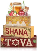 Yuntau 4 Pcs Rosh Hashanah Decorations Wooden Jewish New Year Centerpieces by Yuntau