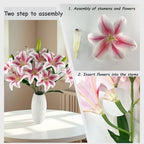 12 Artificial Lily Flowers with 9 Heads Full Bloom Lily & 3 Buds, Long Stem Artificial Stargazer Lilies, Faux Tiger Bouquets for Home Hotel Office Party Decor Table Centerpieces（Light Pink） - Image 4