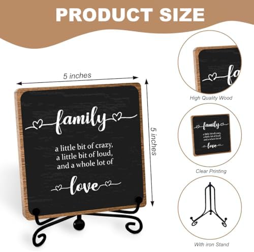 Farmhouse Decor Sign, Home Plaque Wooden with Stand, Housewarming Gifts for Women Men Family, Table Desk Cubicles Accessories for Living Room Bedroom Home Decorations - Image 2