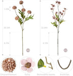 Mixed 10 Pcs Artificial Pompon Mum Set-8 Chrysanthemum & 2 Rose Red Daisy, Brown Silk Faux Flower for Vase Fall Floral Arrangements Wedding Centerpiece DIY Home Indoor Outdoor Decor (No Vase) - Image 3