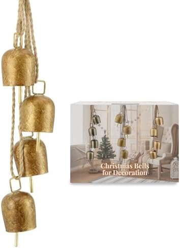 Gold Metal Vintage Bells with Jute Hanging Rope, Decorative Cow Bell - Image 6