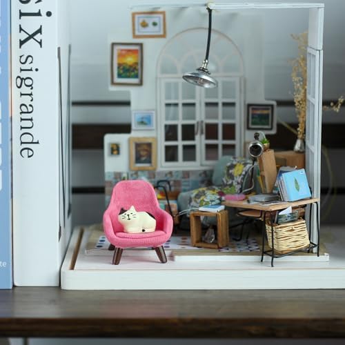 Mevodeata Cute Mini Cat Figurine with Small Sofa Resin Cat Figure for Office Home Decor - Cute Cat Gift for Cat Lovers (Pink Sofa) - Image 3