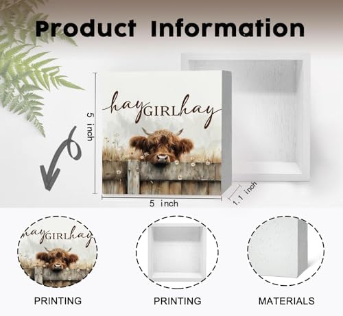 Highland Cow Bathroom Decor Sign - Farmhouse Western Animal Bathroom Decor,Rustic Farm Animal Hay Girl Hay Signs,Highland Cow Gifts for Women Signs & Plaques - Image 7