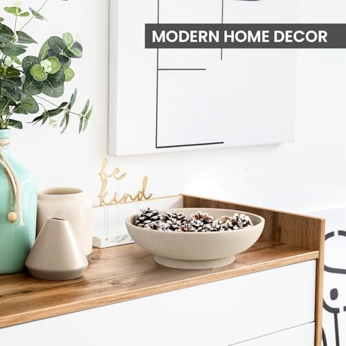 L'ARL GMVOI Large Decorative Bowl,Modern Fruit Bowl for Kitchen Counter,Handicraft Decorative Bowls for Home Decor,Stylish Key Bowl for Entry Table - Artificial Stone Beige - Image 7