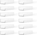 upsimples 12 Pcs 15" Acrylic Shelves for Wall Display and Storage, Clear by upsimples
