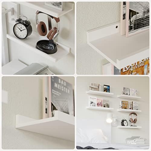 RICHER HOUSE 5-Set Floating Shelves with Lip, White Wall Mounted Wood Shelf - Image 6