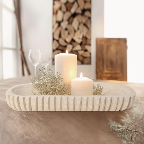 Oakrain Decorative Dough Bowl for Home Decor, 16" Hand-carved Wood Bowl - Image 6