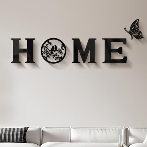 CrazyDeal Home Signs Decor Aesthetic Bird Wall Art Letter Wall decor for Living Room Bedroom Kitchen Farmhouse Wall Hanging Modern Decorations Large (Black Acrylic,49.2 X 15.7 Inch) - Image 5