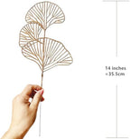 Artificial Gold Ginkgo Stems 14 Inch Apricot Leaves 12 Pack, Fake Golden Plant Leaf Glitter Picks Bushes Faux Flowers Branch Decor for Indoor Outdoor Home Garden Vase Wedding Xmas Christmas Decoration - Image 4