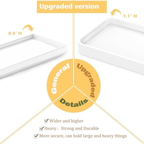 Gurygo 10" Bathroom Countertop and Vanity Tray - Kitchen Tray for Soap Bottles - Ceramic Vanity Tray for Bathroom Counter Organization - Kitchen Tray(White, Set/1) - Image 4