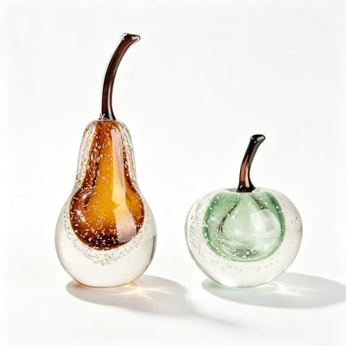 Glass Fruit Apple Statues Home Decor Modern Style Figurine Decorative Ornaments for Living Room, Shelf Decor, Office Desktop, Cabinets(Green Apple Ornament) - Image 3