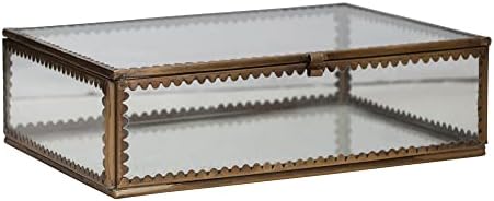 Creative Co-Op Long Brass and Glass Display Box with Scalloped Edges and Antique Finish, Brass Color - Image 5