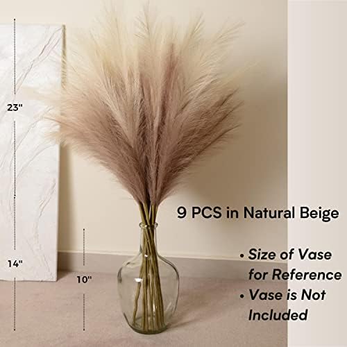 Faux Pampas Grass, 9 PCS 37''/3.1FT Tall Fluffy Fake Pompas Floral, Large Artificial Pompous Grass Branches for Floor Vase Fillers, Boho Farmhouse Room Wedding Decor (Mixed Color) - Image 5