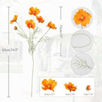 IPOPU Orange Silk Flowers Artificial Daisies 5PCS Cosmos Artificial Flowers Fake Wildflowers Daisy Flowers with Stems for Home Decor Indoor Floral Arrangements Centerpiece (Orange) - Image 2