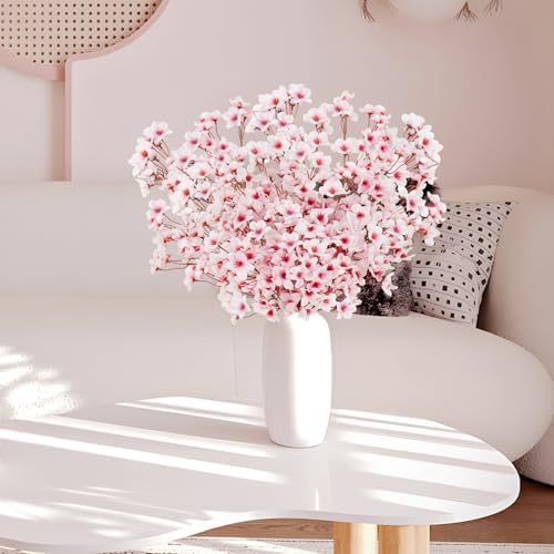 16 Pcs Artificial Silk Cherry Blossom Branches 15.7in for Vase ,Pink Peach - Image 3