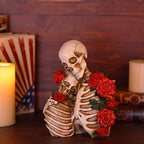 Halloween Skeleton Decor, Gothic Skeleton Couple Resin Statue with Roses - Image 7