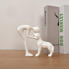 Abstract Person and Dog Sculpture Head-to-Head Figurine White - Image 6
