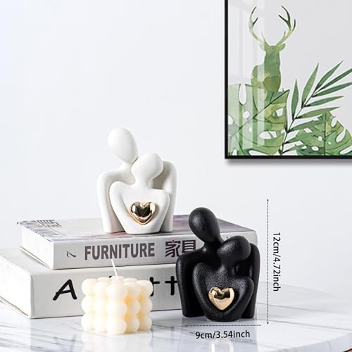 Ceramic Couple Statue - Modern Shelf Decor Knick Knacks for Shelves, Valentine's Day Wedding Gifts, Home Decor for Living Room, Bedroom, Bookshelf & TV Stand - Small Figurines(Black) - Image 2