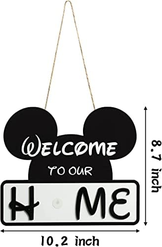 SUPYFD 19Pcs Cute Mouse Interchangeable Seasonal Welcome Door Sign for Front Door Decor, Welcome to Our Home Sign with Interchangeable Holiday Pieces for Farmhouse/Wall/Porch Decor and Housewarming - Image 2