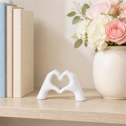 White Heart Hand Statues and Sculptures, White Room Decor Aesthetics for Living Room Coffee Table tv Cabinet Bookshelf Office Entry Desktop Bookshelf Decor. - Image 3
