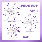 ZEXUIRU 4 Set Silver Starburst Wall Art for Home Decor Metal Bling Crystal Rhinestones Sunburst Wall Decor Sparkling Rhinestone Art Accent -Purple 13in/11.8in/9.8in/9.8in - Image 3