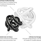 Torre & Tagus Orbit Hand Blown Glass Infinity Knot Sculpture - 3 Inch Glass Art Black Knot Decor Ball for Home Decor, Small Centerpiece Table Decoration for Home Interior (Solid Black) - Image 3
