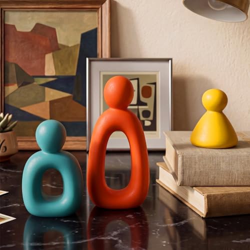 Youyole 3 Pcs Mid Century Modern Decor Abstract Family of 3 Figurines for Shelf Sculpture Love Home Decorative Accents Abstract Decorative Statue for Shelves Living Room Office Table Decorations - Image 2