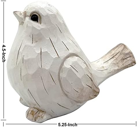 NEW White Modern Farmhouse Bird Figurine, Bird Statue Sculpture - Carved Rustic Distressed Animal Bird Ornaments - Home Decor Accents Collectible Bird Figurine | Spring - Image 2