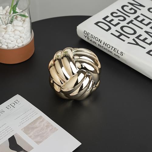 Small Gold Knot Decor, Chain Link Decor, Coffee Table Decor, Book Shelf Decor, Entry Table Decor, Aesthetic Minimalist Decorative Objects for Modern Home Living Room, Desk Decor for Office (Golden) - Image 7
