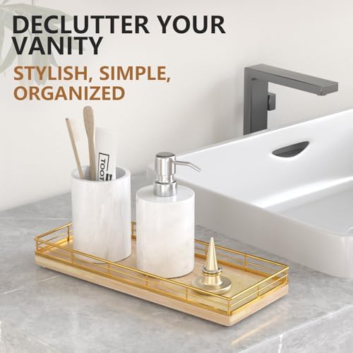 Bathroom Tray for Counter Top Organizer, Oak Wood Vanity Tray - Image 3