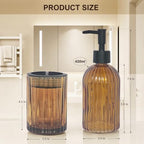 2 Pcs Amber Brown Bathroom Accessories Set, Glass Bathroom Set, Soap Dispenser, Toothbrush Holder Set, Crystal Modern Bathroom Decor, Housewarming Gift Set - Image 7
