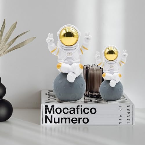 Oooct Astronaut Statue Decor, Resin Spaceman Figurine Decorations, Cute Mini Space Figure Ornament, Abstract Aesthetic Decorative Sculpture for Home Office Desk Shelf Tabletop - 4.2 Inch - Image 4