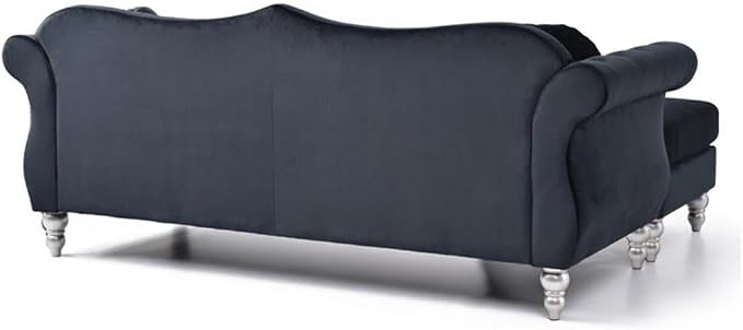 Glory Furniture Hollywood Velvet Sofa Chaise in Black - Image 5