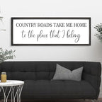 Country Roads Take Me Home Decor, 42''×15'' Large Farmhouse Country Wall Sign with Solid Wood Frame, Vintage Wall Art Western Living Room Home Decor (Black) by JUMBOHUMBLE