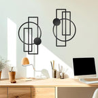 OYEFLY 2 Pcs Metal Abstract Wall Art,Modern Geometric Decor (Black, style 1) - Image 6