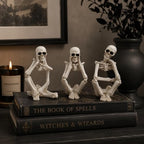 Skeleton Thinker Decor Set of 3, Resin Gothic Figurines for Home Decor, Aesthetic Skull Shelf Decor, Halloween Decorations for Home, Bookshelf & Office Accents - Image 4